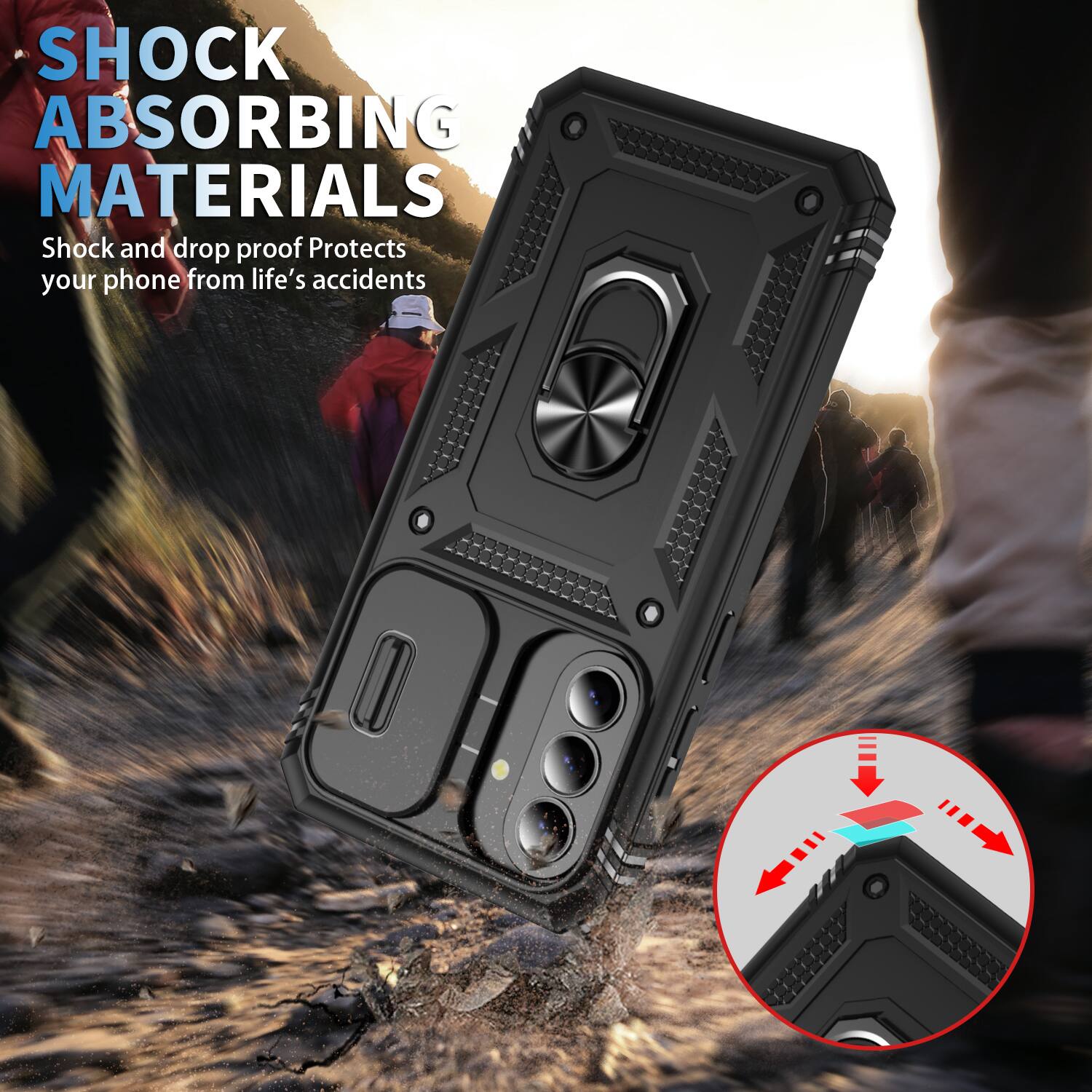 SHOCK ABSORBING MATERIALS  
Shock and drop proof  
Protects your phone from life's accidents