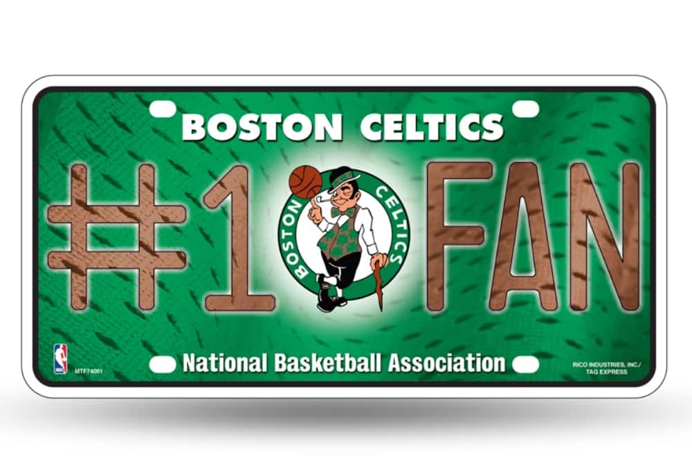 Rico Industries - Boston Celtics #1 Fan Metal License Plate Tag - Number One! Let's Go - Multi