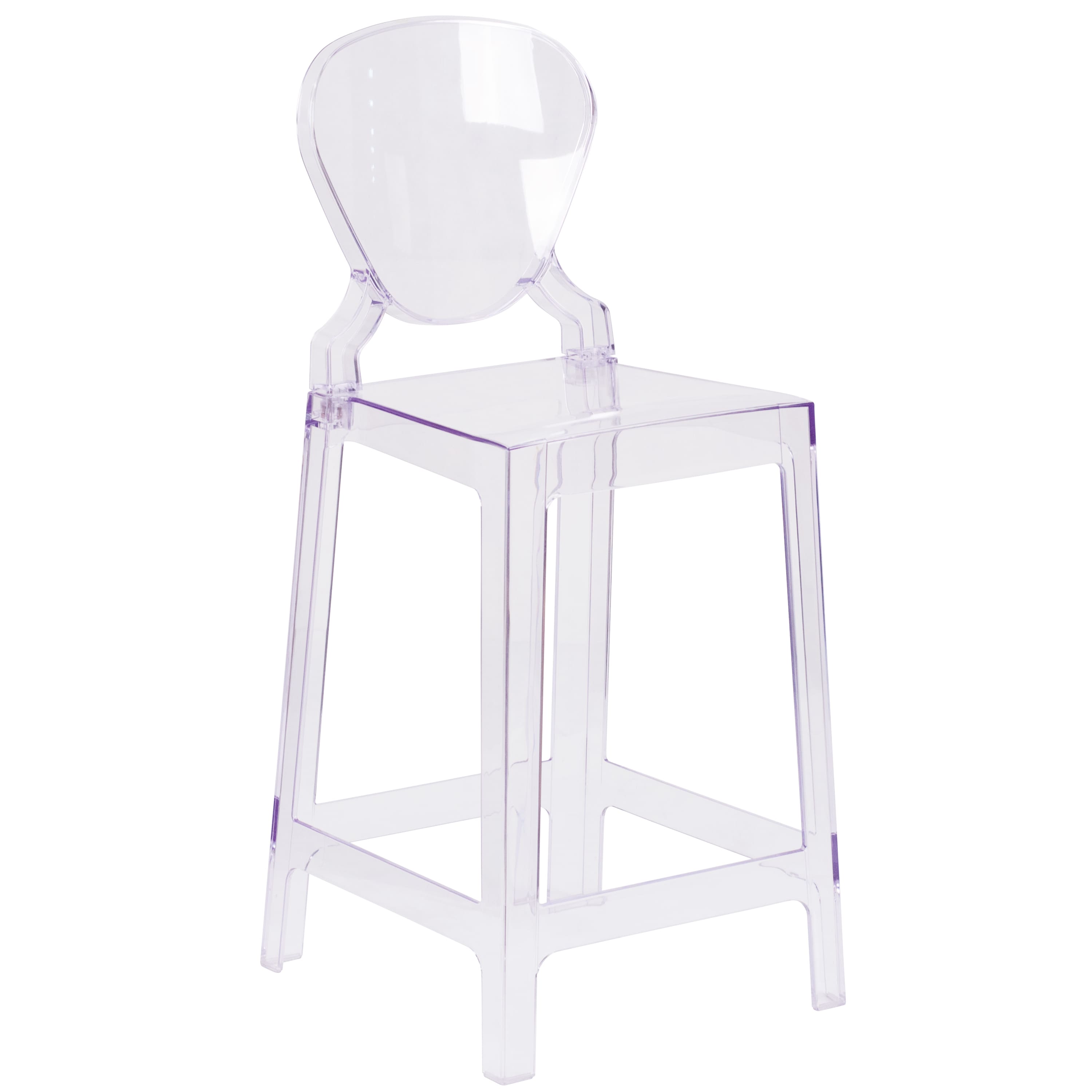 Flash Furniture - Theo Ghost Counter Stool with Tear Back in Transparent Crystal - Clear