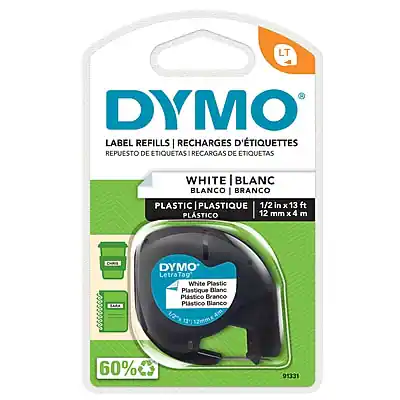 DYMO LABEL REFILLS | RECHARGES D'ÉTIQUETTES | REPUESTO DE ETIQUETAS | RECARGAS DE ETIQUETAS
WHITE | BLANC | BLANCO | BRANCO
PLASTIC | PLASTIQUE | PLÁSTICO
1/2 in x 13 ft | 12 mm x 4 m
DYMO LetraTag White Plastic | Plastique Blanc | Plástico Blanco
1/2" | 12mm
60%
91331