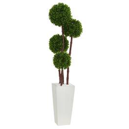 BreeBe - 4' Boxwood Topiary in Planter UV Resistant (Indoor/Outdoor) - Green