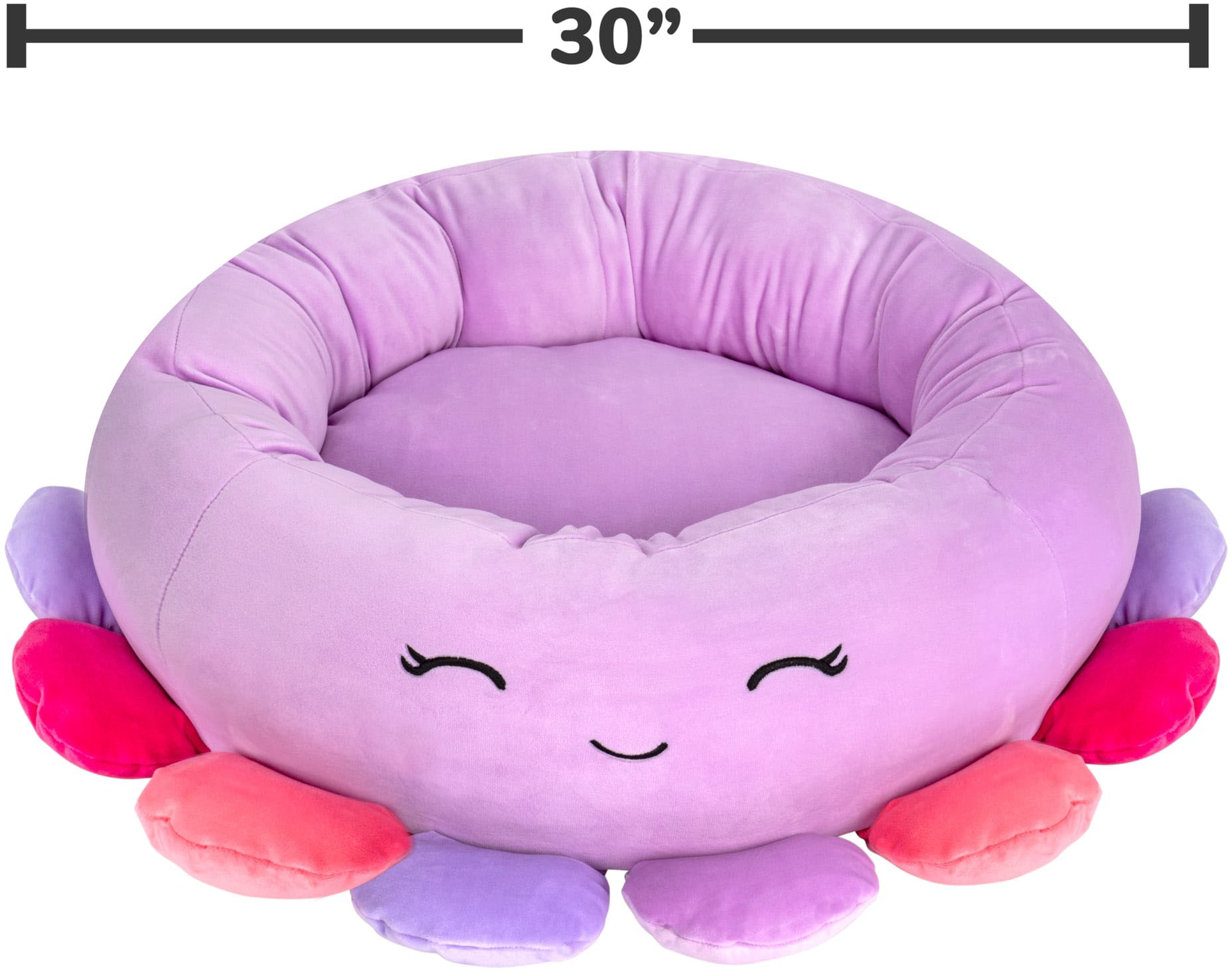 Left View: Jazwares - Squishmallows 30-Inch Pet Bed - Buela the Octopus - Large