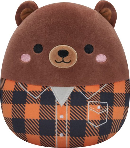 Front Zoom. Jazwares - Squishmallows 16" Plush - Harvest Squad Brown Bear in Jacket - Omar.