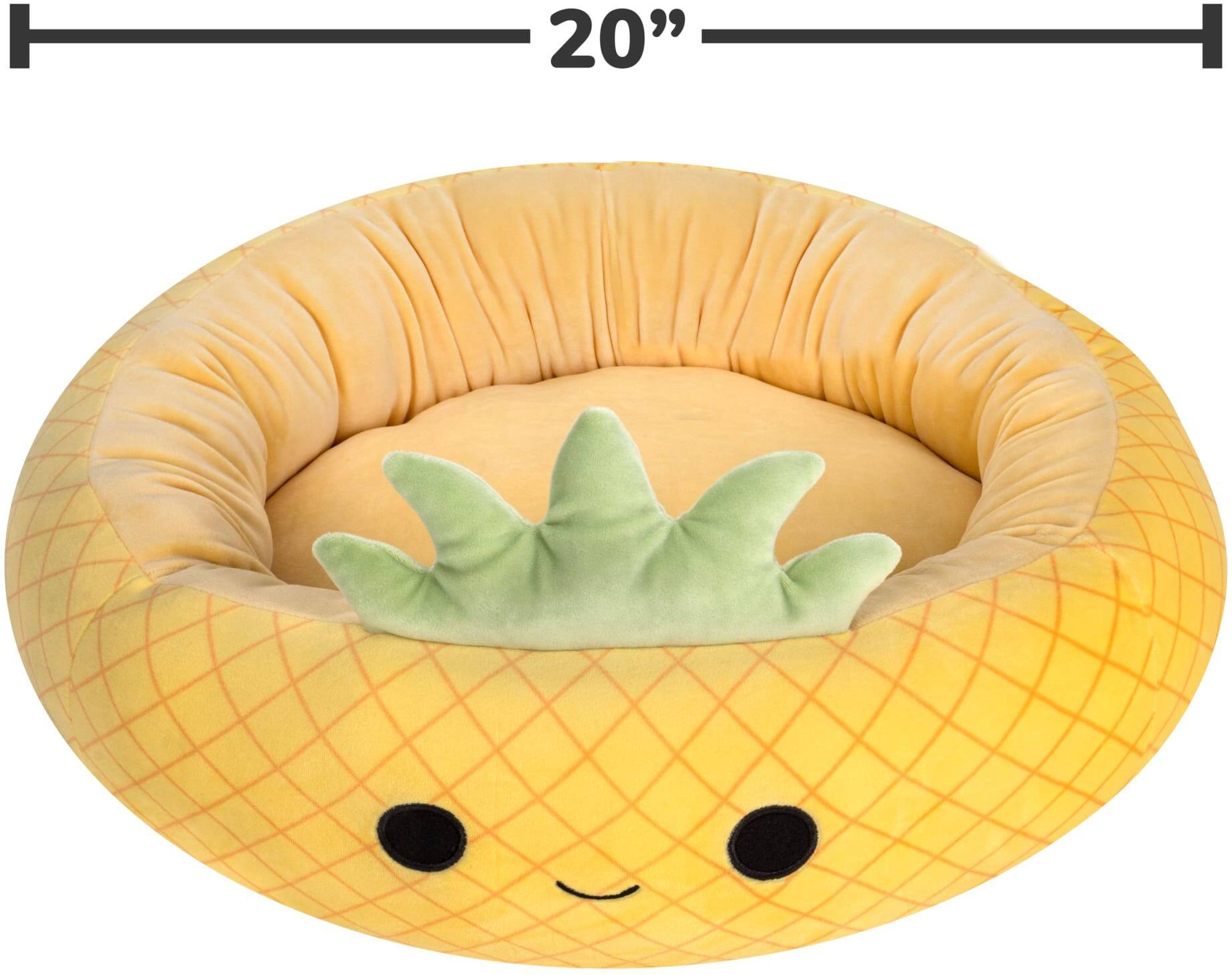 Left. Jazwares - Squishmallows 20-Inch Pet Bed - Maui the Pineapple - Small.