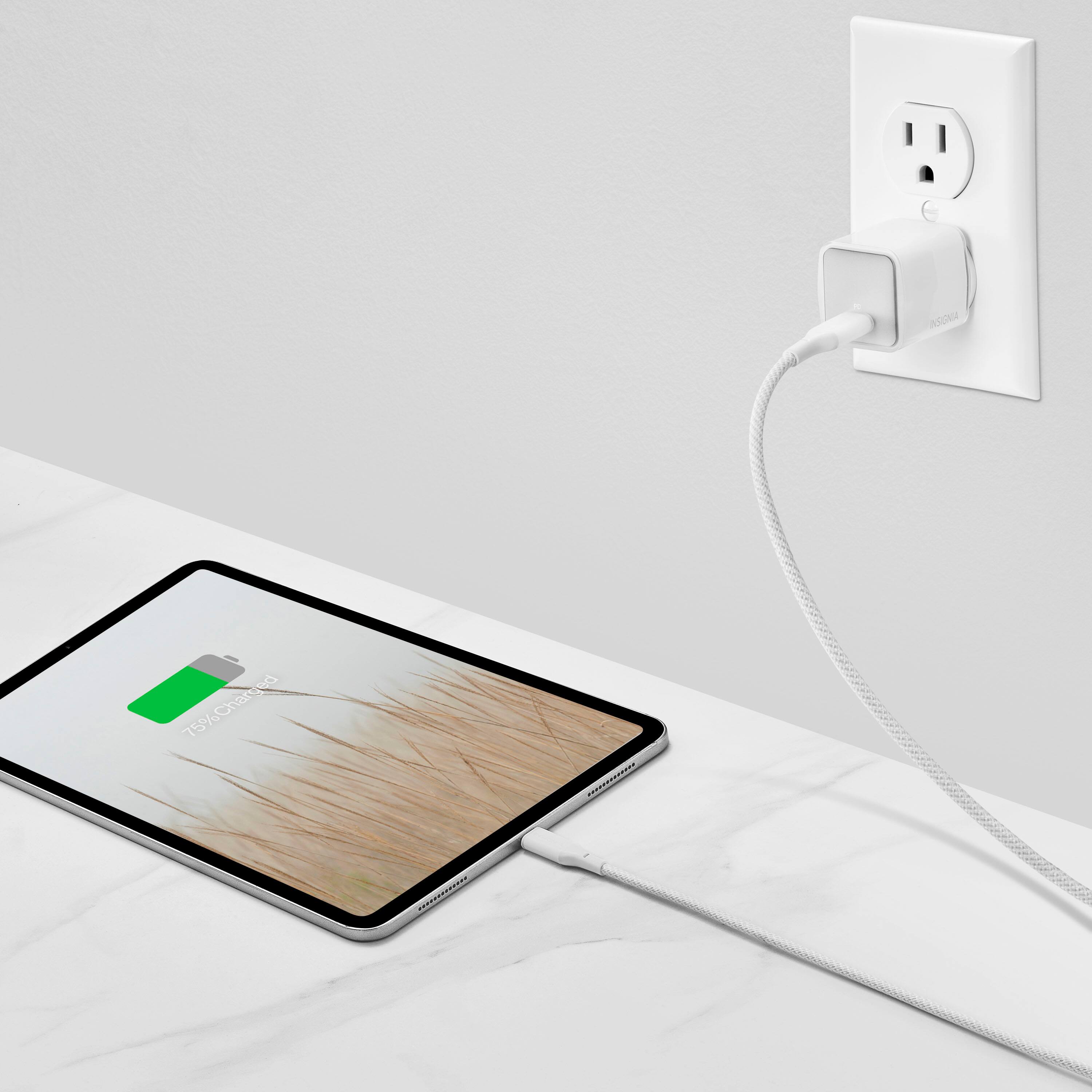 Alt View 20. Insignia™ - 30W USB-C Foldable Compact Wall Charger Bundle with 6’ USB-C to C cable for Smartphones, Tablets and More - White.