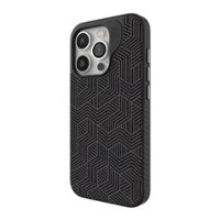 ZAGG - London Snap MagSafe Compatible Case with Stylish Fabric Exterior for Apple iPhone 15 Pro - Black - Front_Zoom