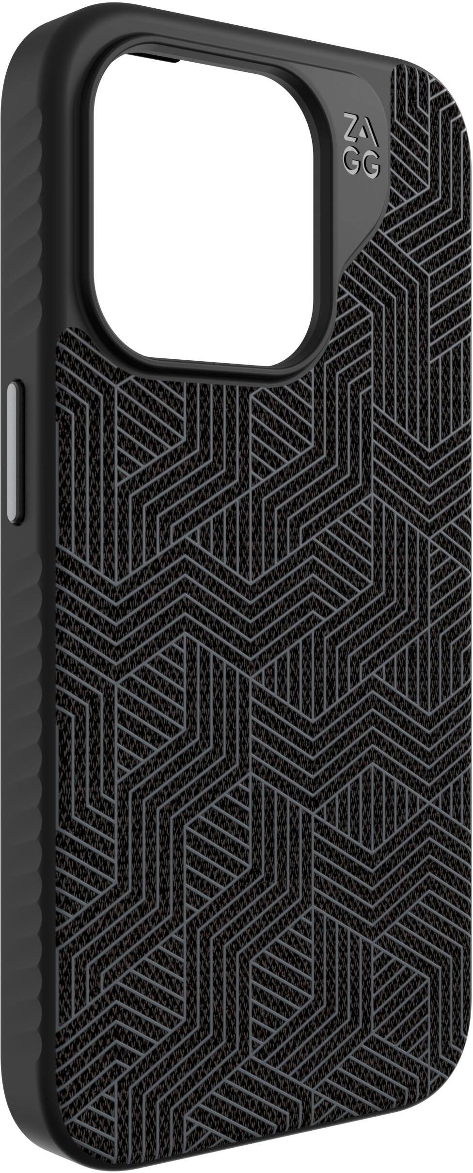 Alt View 3. ZAGG - London Snap MagSafe Compatible Case with Stylish Fabric Exterior for Apple iPhone 15 Pro - Black.