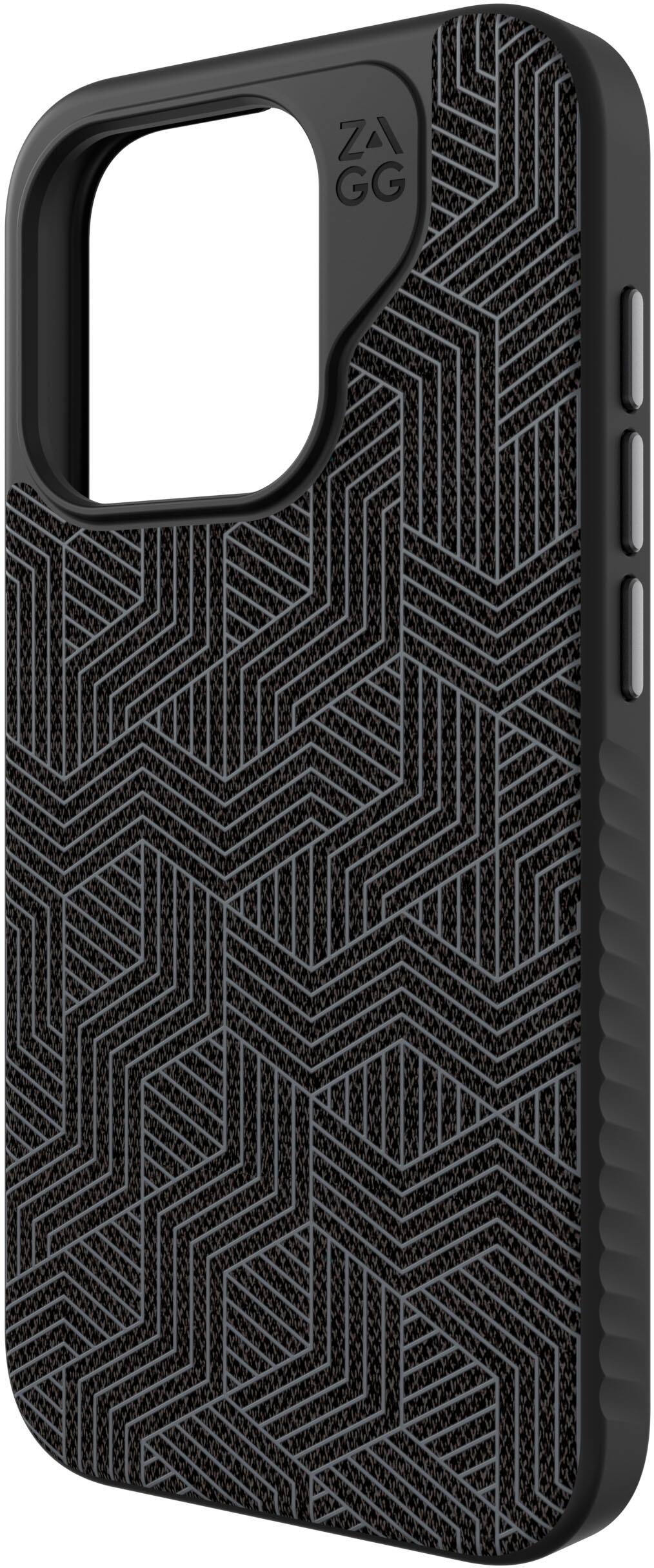Alt View 12. ZAGG - London Snap MagSafe Compatible Case with Stylish Fabric Exterior for Apple iPhone 15 Pro - Black.