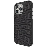 ZAGG - London Snap MagSafe Compatible Case with Stylish Fabric Exterior for Apple iPhone 15 Pro Max - Black - Front_Zoom
