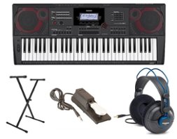 Casio - CT-X5000 Premium Pack with 61 Key Keyboard, Stand, AC Adapter, and Headphones - Black - Front_Zoom