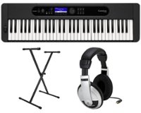 Casio - CT-S400 Premium Pack with 61 Key Keyboard, Stand, AC Adapter, and Headphones - Black - Front_Zoom