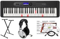 Casio - LK-S450 EPA 61 Key Keyboard with Stand, AC Adapter, Headphones, and Software - Black - Front_Zoom