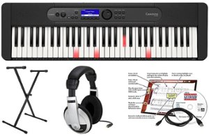 Casio - LK-S450 EPA 61 Key Keyboard with Stand, AC Adapter, Headphones, and Software - Black - Front_Zoom