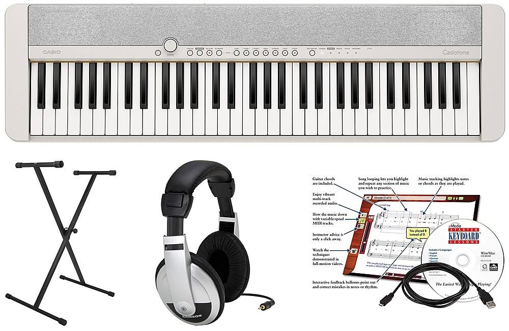 Casio CT-S1WE EPA 61 Key Keyboard with Stand, AC Adapter