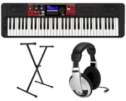 Casio - CT-S1000V Premium Pack with 61 Key Keyboard, Stand, AC Adapter, and Headphones - Black - Front_Zoom