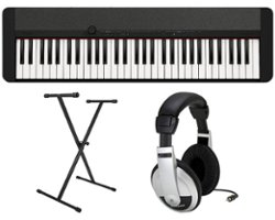 Casio - CT-S1BK Premium Pack with 61 Key Keyboard, Stand, AC Adapter, and Headphones - Black - Front_Zoom