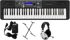 Casio - CT-S500 Premium Pack with 61 Key Keyboard, Stand, AC Adapter, and Headphones - Black - Front_Zoom
