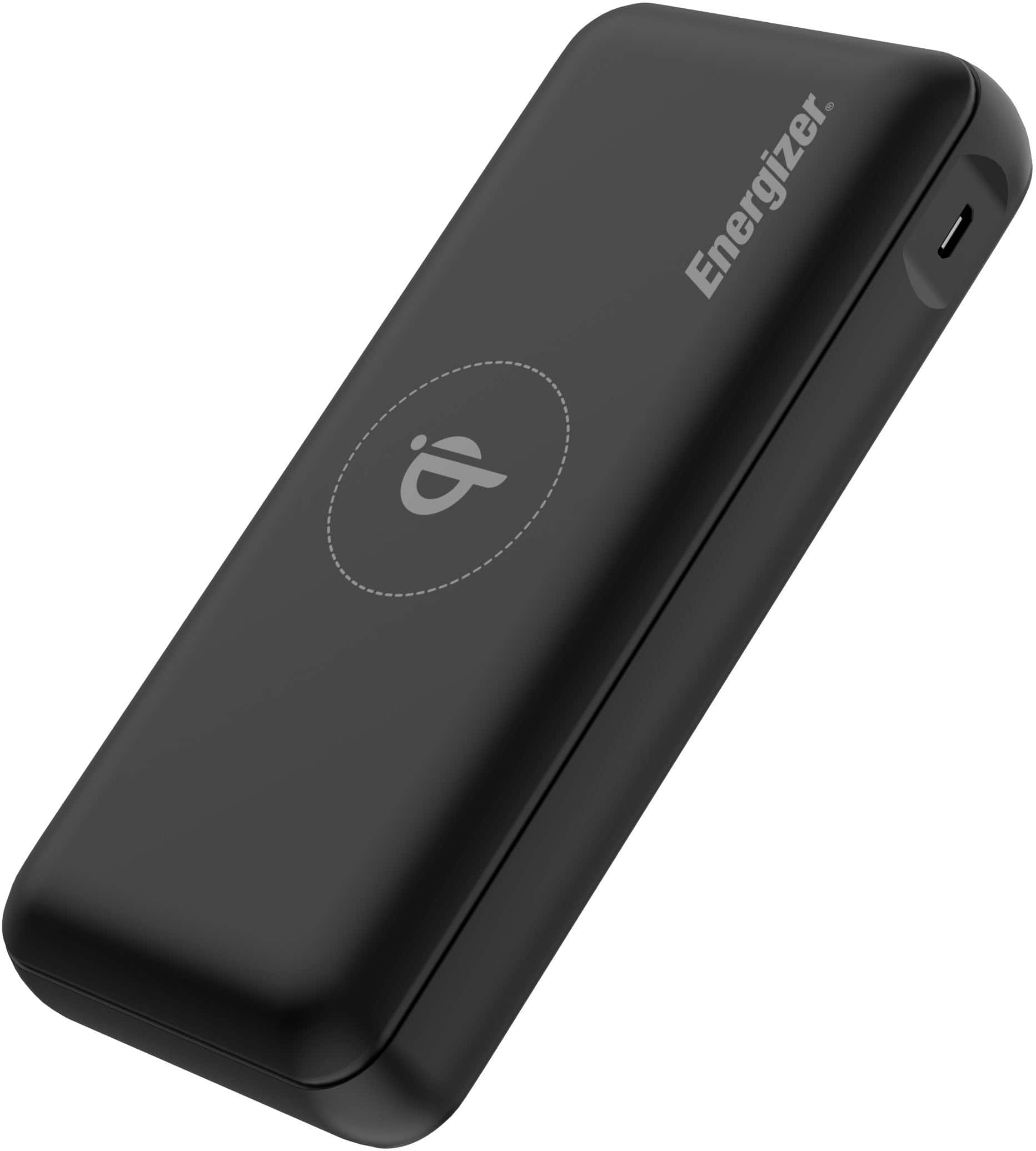 Energizer - Ultimate Lithium 20,000 mAh 20W USB-C PD & 15W Qi Wireless 4-Port Portable Battery Charger Power Bank with LCD Display - Black - Front_Zoom