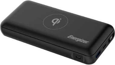 Energizer - Ultimate Lithium 20,000 mAh 20W USB-C PD & 15W Qi Wireless 4-Port Portable Battery Charger Power Bank with LCD Display - Black - Front_Zoom