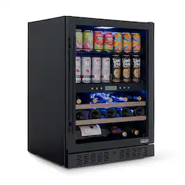 NewAir - 24" 24 Bottle & 100 Can Wine and Bever Refrigerator with Splitshelf Adjustable Racks - Black