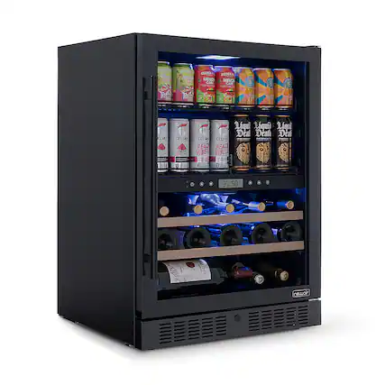 Front. NewAir - 24" 24 Bottle & 100 Can Wine and Bever Refrigerator with Splitshelf Adjustable Racks.