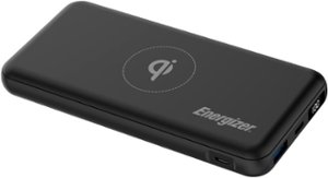 Energizer - Ultimate Lithium 10,000 mAh 20W USB-C PD & 15W Qi Wireless 4-Port Portable Battery Charger Power Bank with LCD Display - Black - Front_Zoom