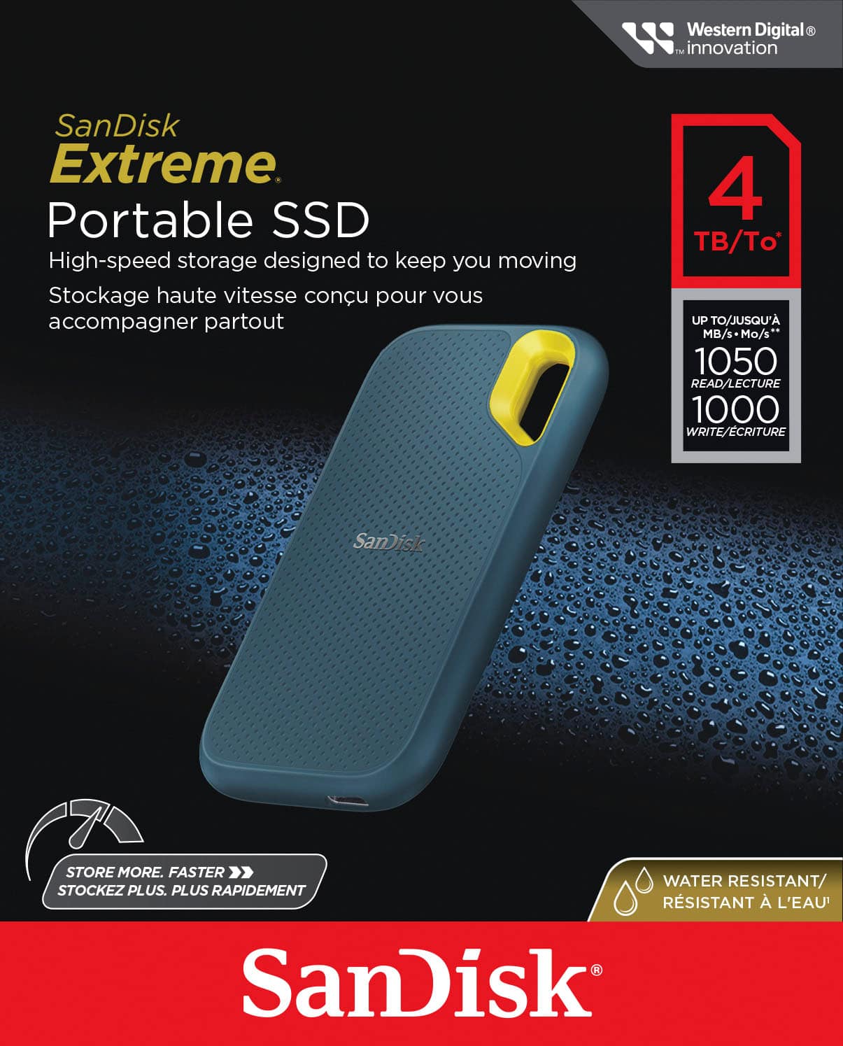 Left. SanDisk - Extreme Portable 4TB External USB-C NVMe SSD - Monterey.