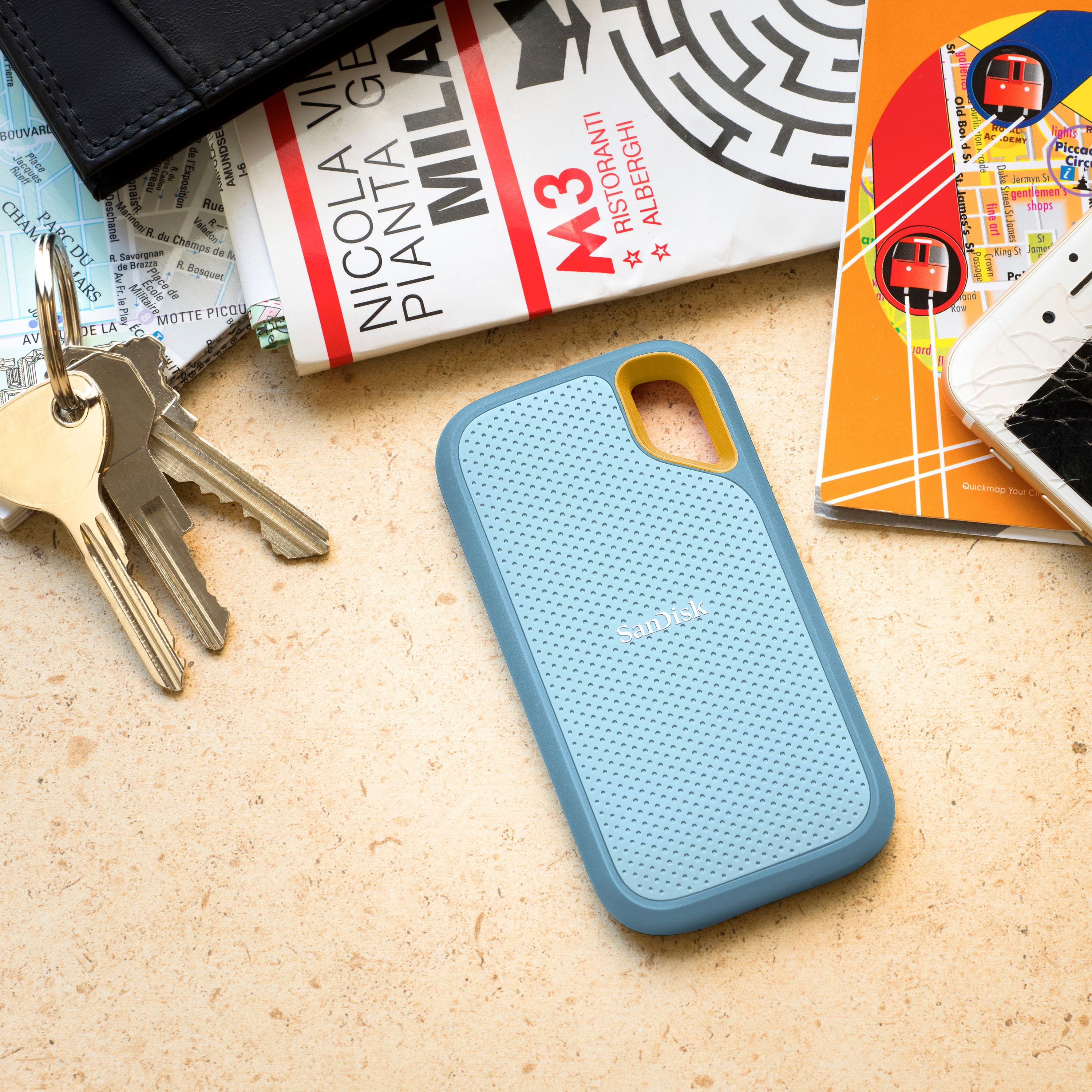 Alt View 12. SanDisk - Extreme Portable 4TB External USB-C NVMe SSD - Sky Blue.