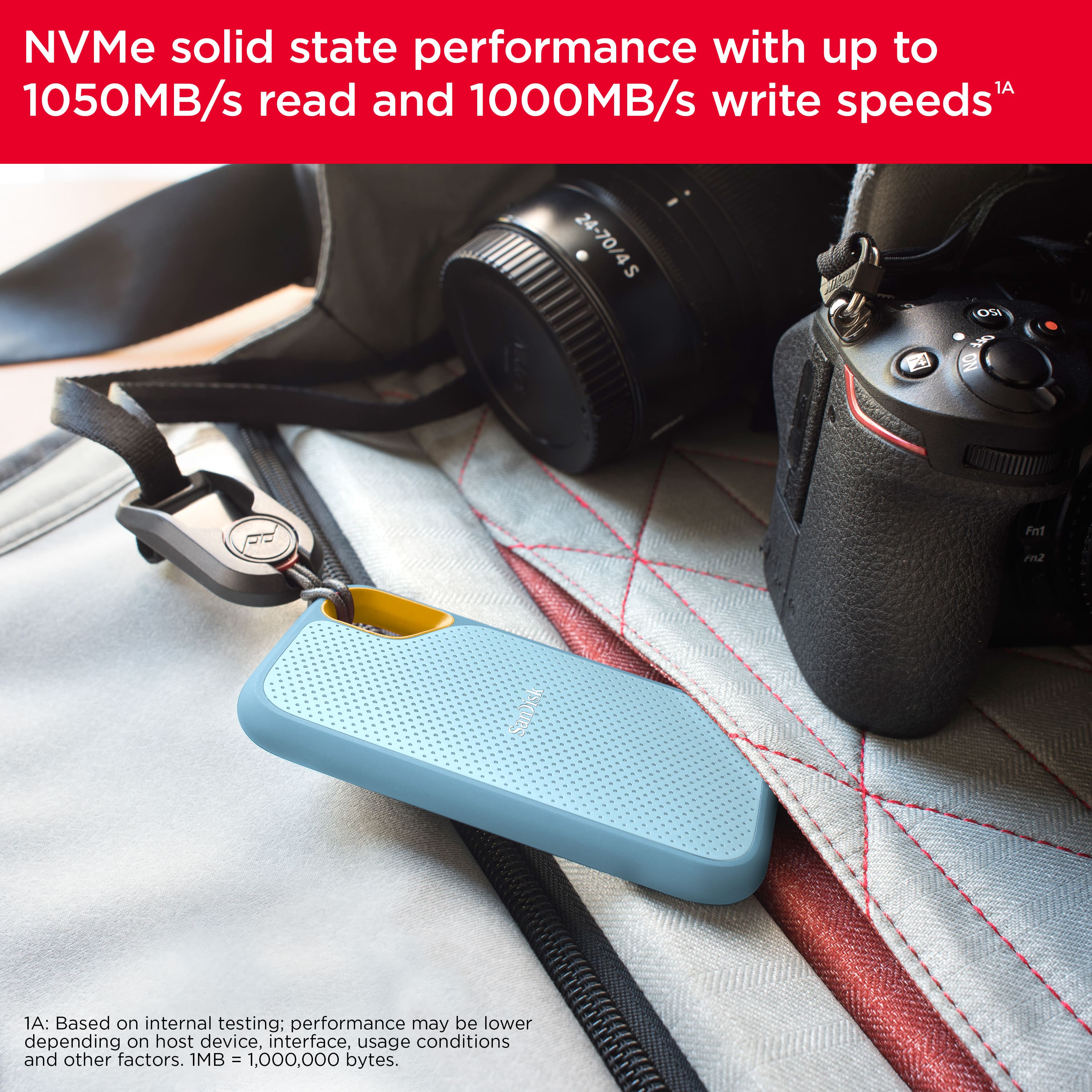 NVMe solid state performance with up to 1050MB/s read and 1000MB/s write speeds.