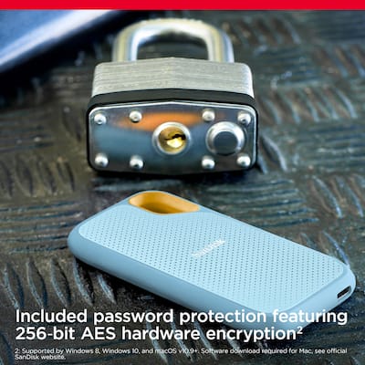 SANDISK Extreme Portable 2TB External USB C NVMe SSD Sky Blue SANDISK Extreme Portable 2TB External USB C NVMe SSD Sky Blue