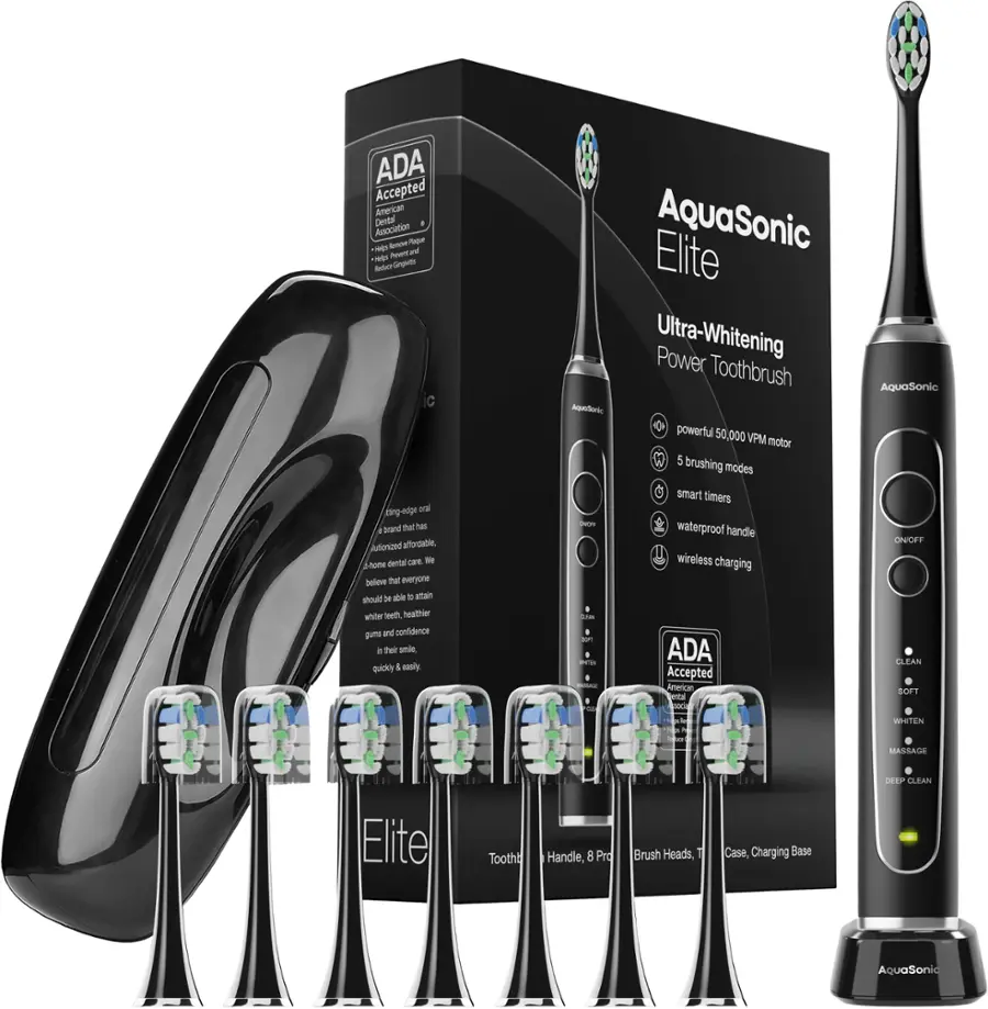 AquaSonic Elite Wireless Rechargeable Electric Toothbrush with Travel ...