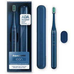 AquaSonic - Icon ADA-Accepted Rechargeable Toothbrush | Magnetic Holder & Slim Travel Case - Navy - Angle_Zoom