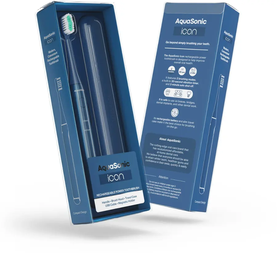 AquaSonic is a rechargeable toothbrush that comes with a convenient travel case. It has two modes and a built-in 30-second vibration timer, making it a great option for those who want to improve their oral health while on the go. The toothbrush is designed to be used with braces, dental implants, and other dental work. The AquaSonic case is also rechargeable, making it a convenient and eco-friendly choice for daily use.