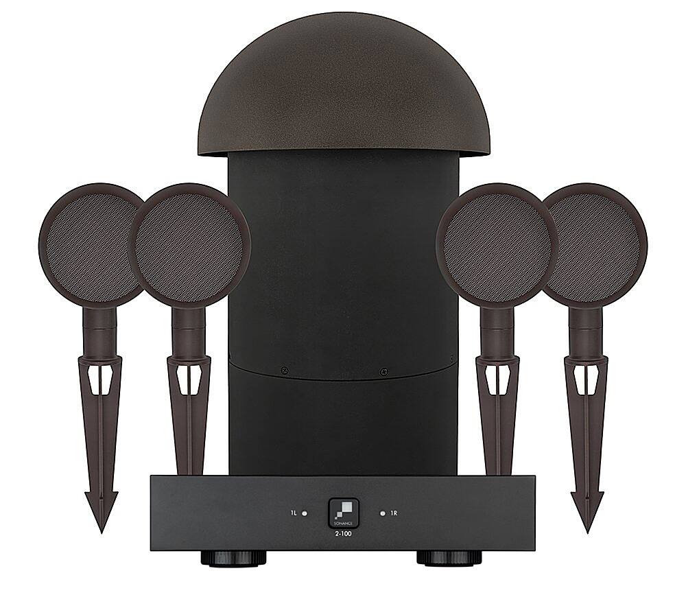 Sonance - PATIO4.1 W/ 2-100 AMP - Patio Series 4.1-Ch. Outdoor Speaker System with 2-Ch. Amplifier (Each) - Brown/Black