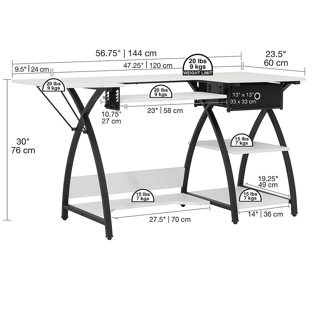 Best Buy: Studio Designs Comet Sewing Table with Grid Top and Storage  Black/White 13336