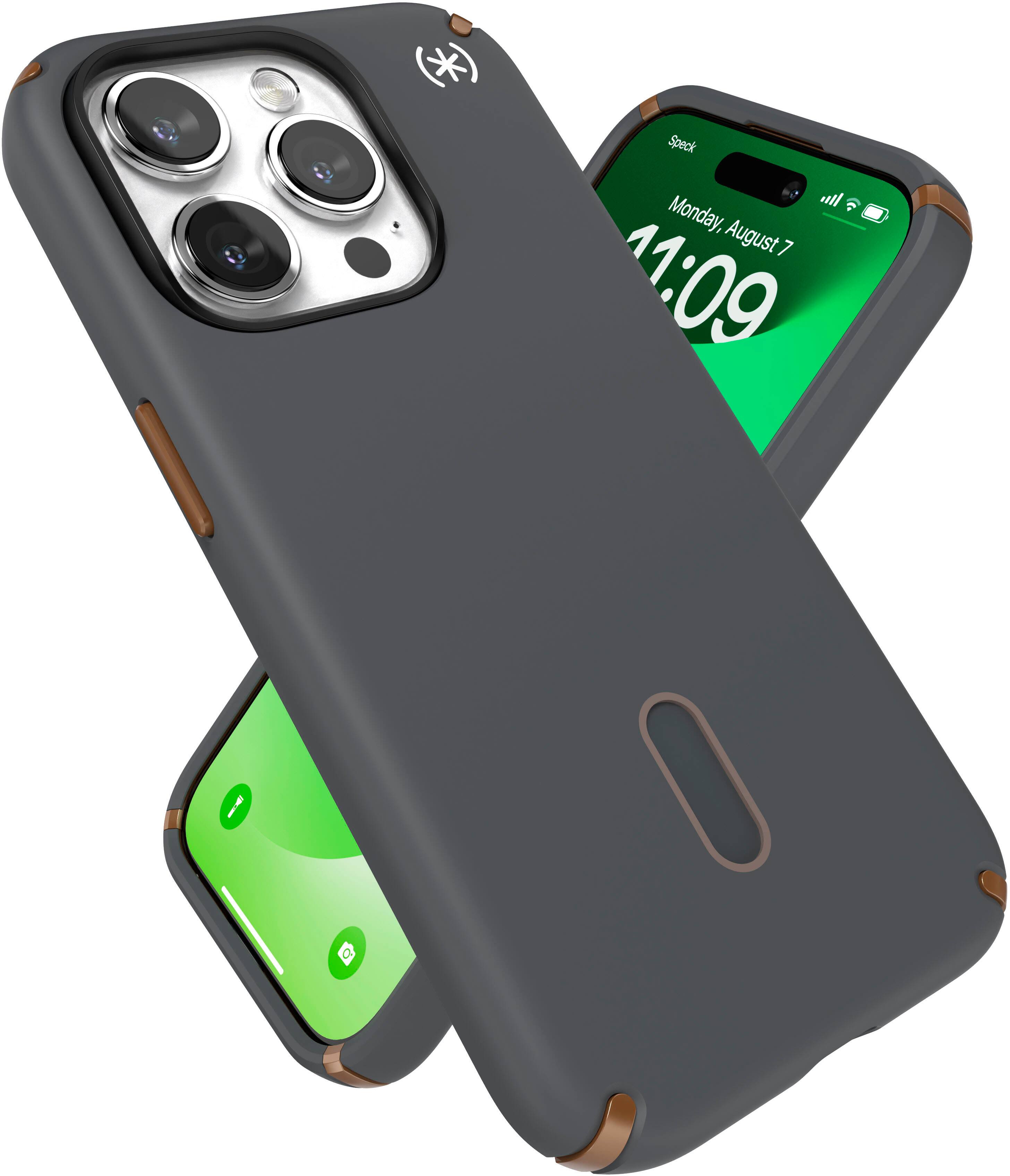 Alt View 11. Speck - Presidio2 Pro ClickLock Case with Magsafe for Apple iPhone 15 Pro - Charcoal/Cool Bronze.