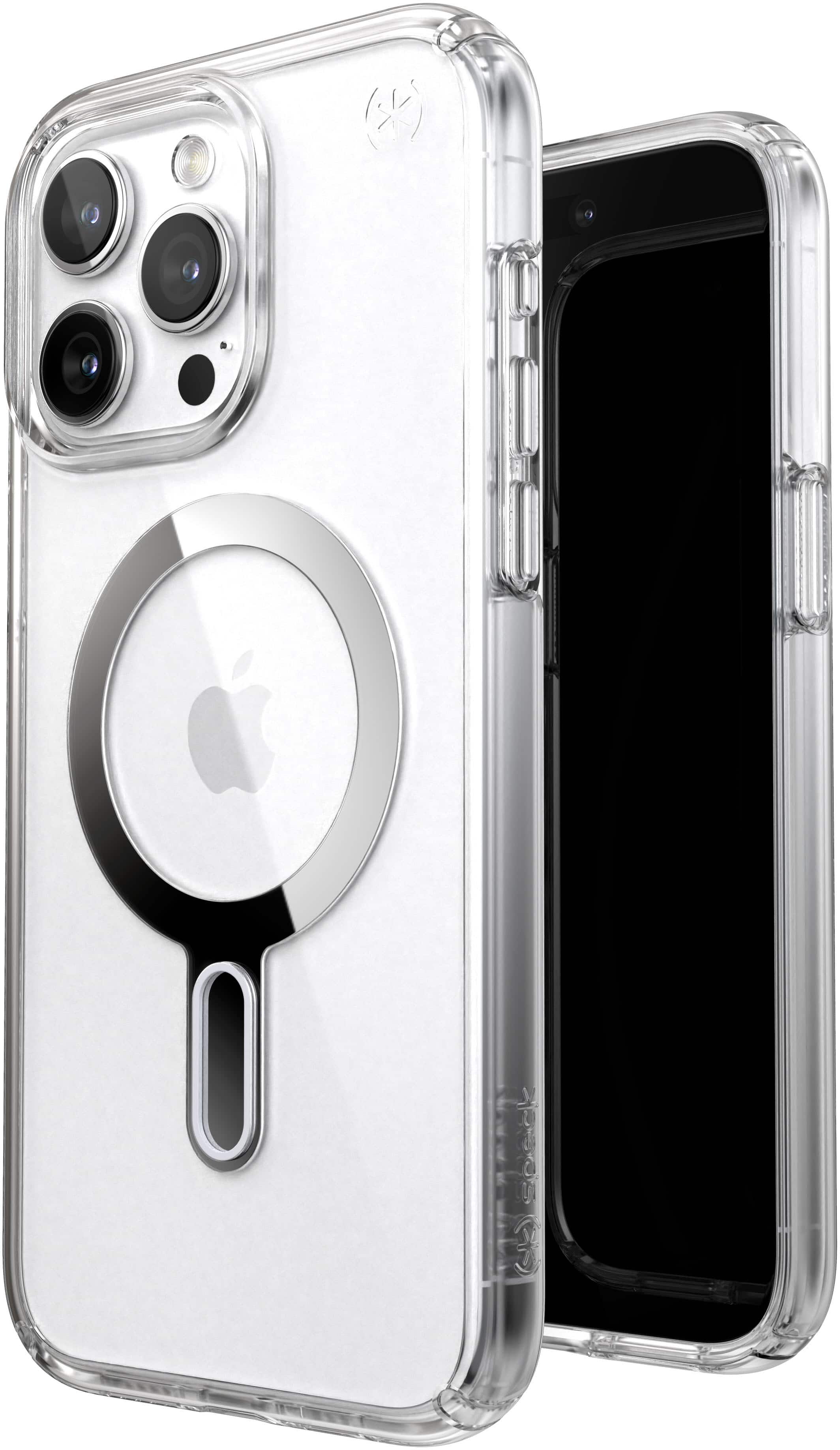 Alt View 1. Speck - Presidio Perfect-Clear ClickLock Case with MagSafe for Apple iPhone 15 Pro Max - Clear/Chrome.
