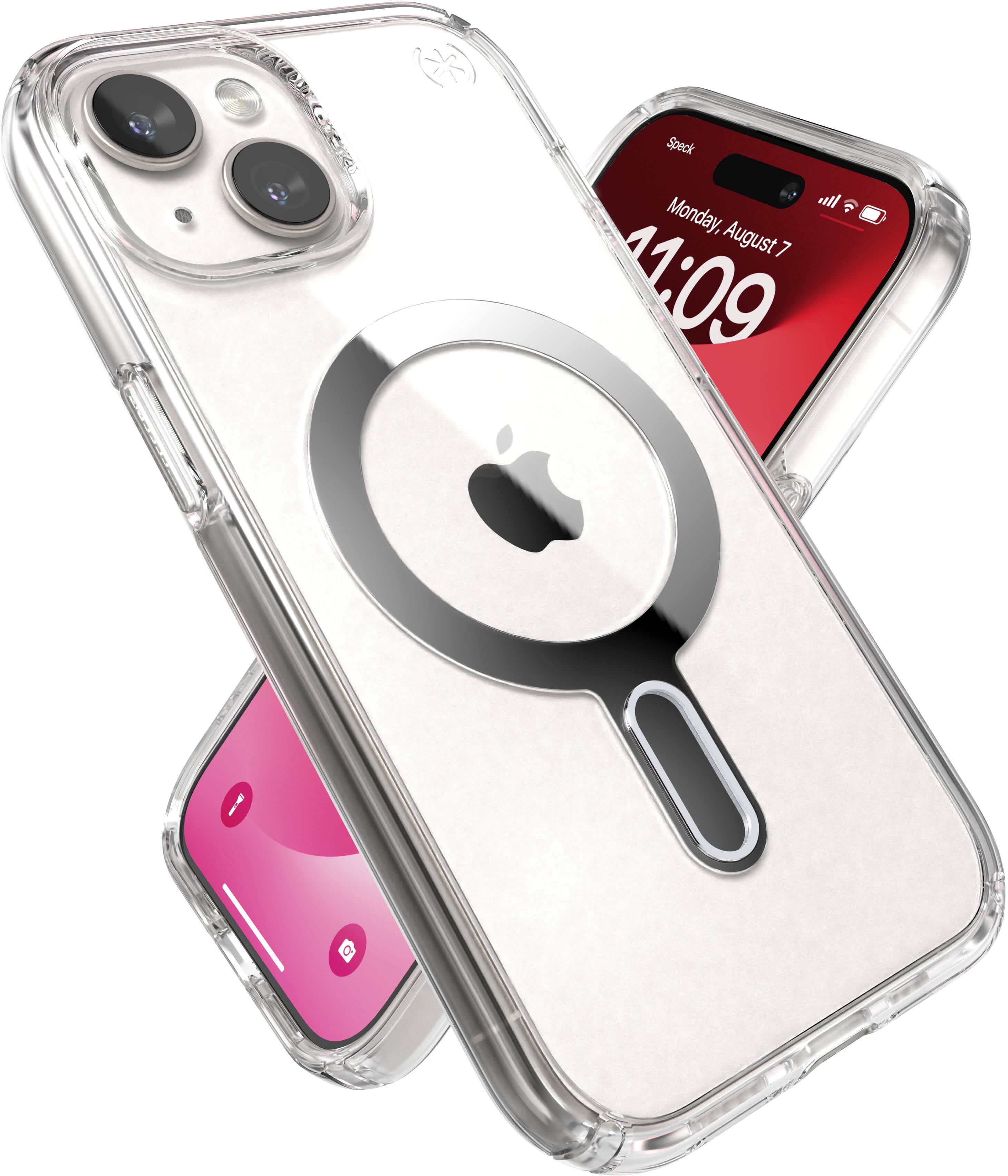 Speck Presidio Perfect-Clear + MagSafe - Custodia per iPhone 14 Plus con rivestimento MICROBAN (trasparente Speck Presidio Perfect-Clear + MagSafe - Custodia per iPhone 14 Plus con rivestimento MICROBAN (trasparente
