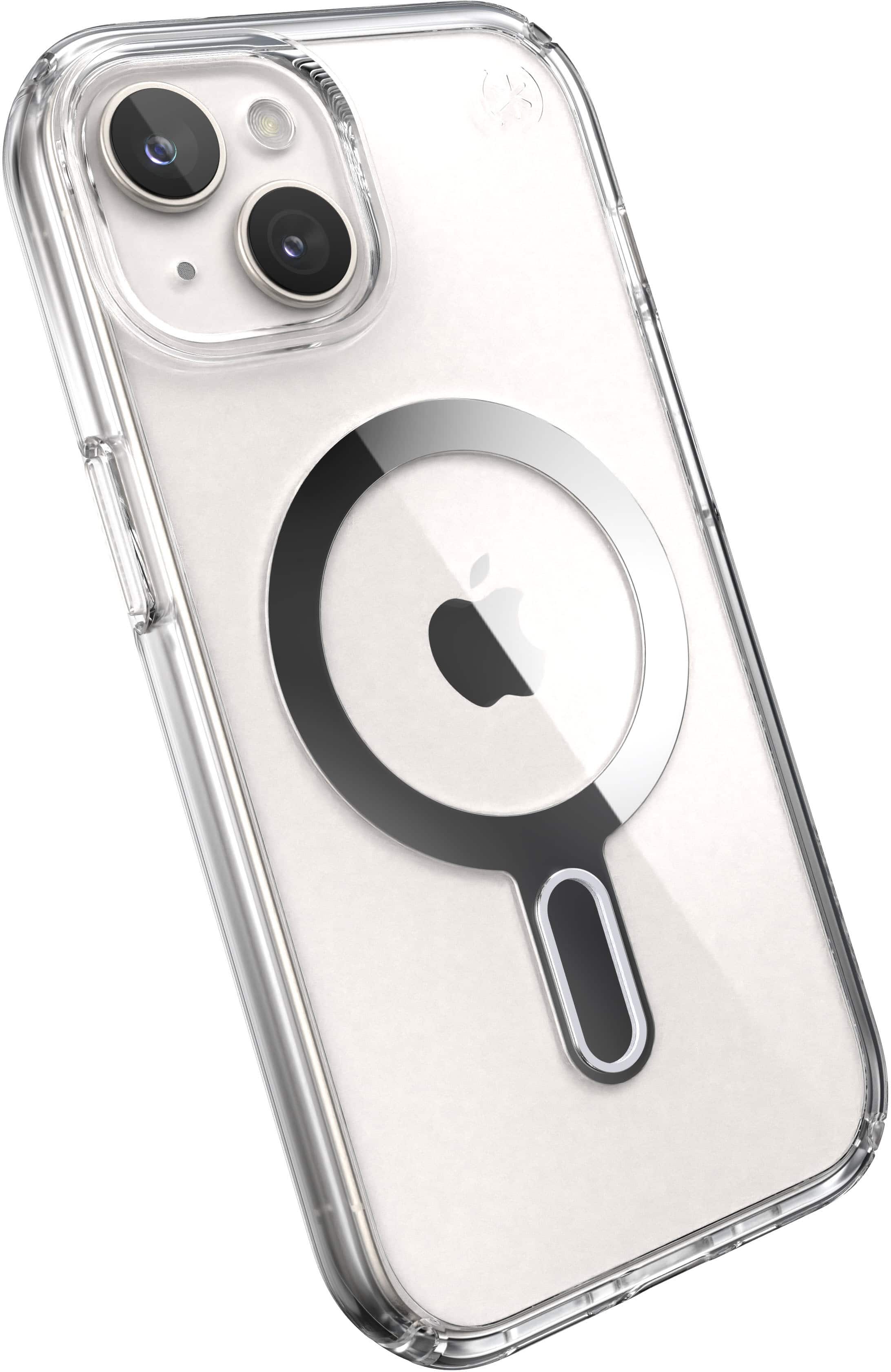 Alt View 2. Speck - Presidio Perfect-Clear ClickLock Case with MagSafe for Apple iPhone 15/14/13 - Clear/Chrome.