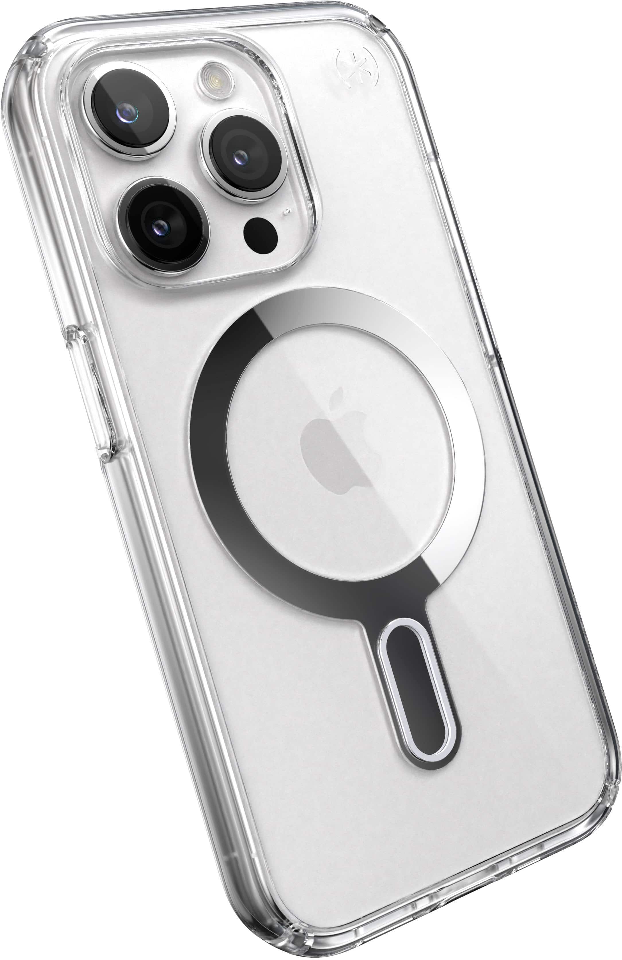 Alt View 2. Speck - Presidio Perfect-Clear ClickLock Case with MagSafe for Apple iPhone 15 Pro - Clear/Chrome.