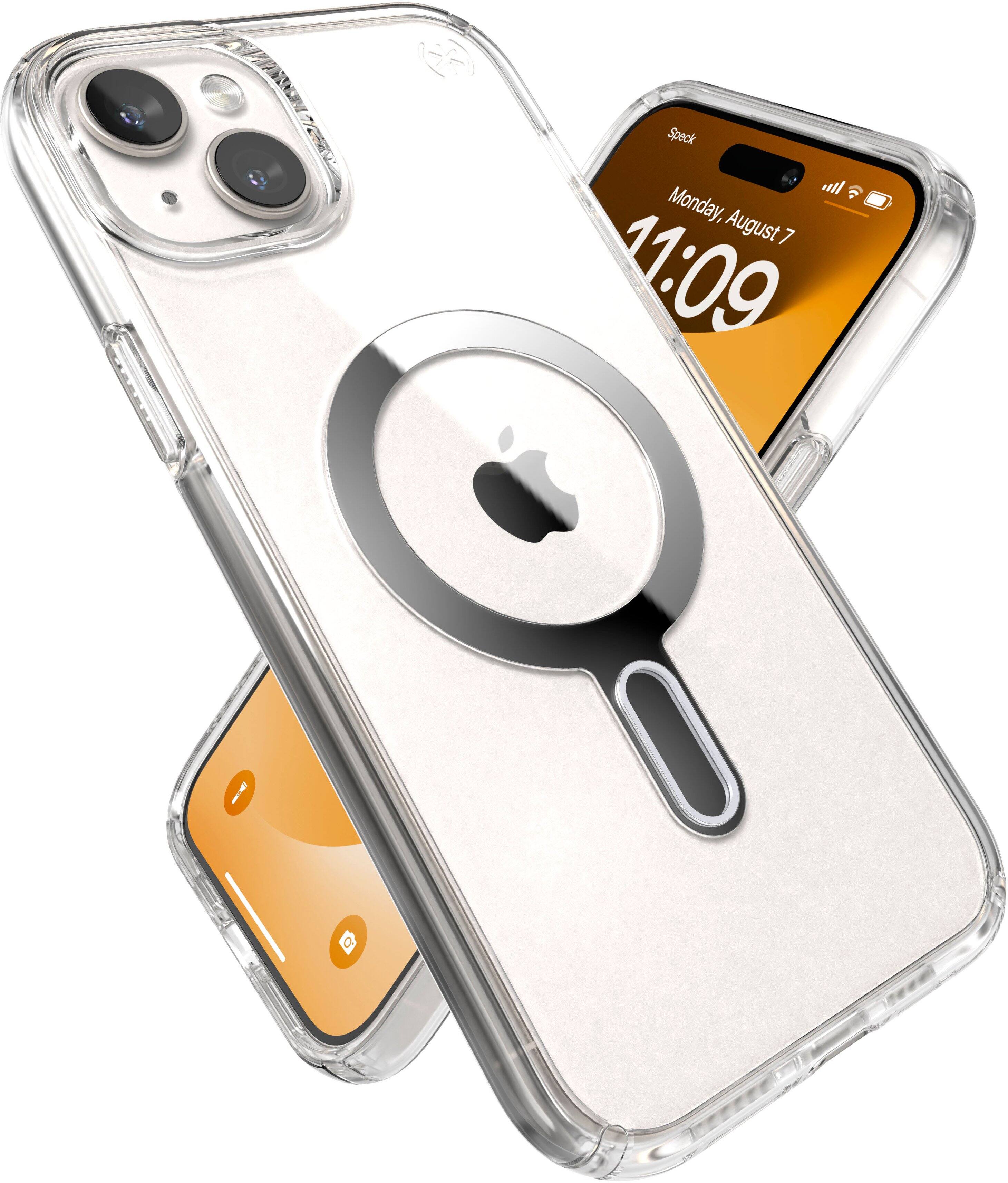 Alt View 11. Speck - Presidio Perfect-Clear ClickLock Case with MagSafe for Apple iPhone 15 Plus/14 Plus - Clear/Chrome.