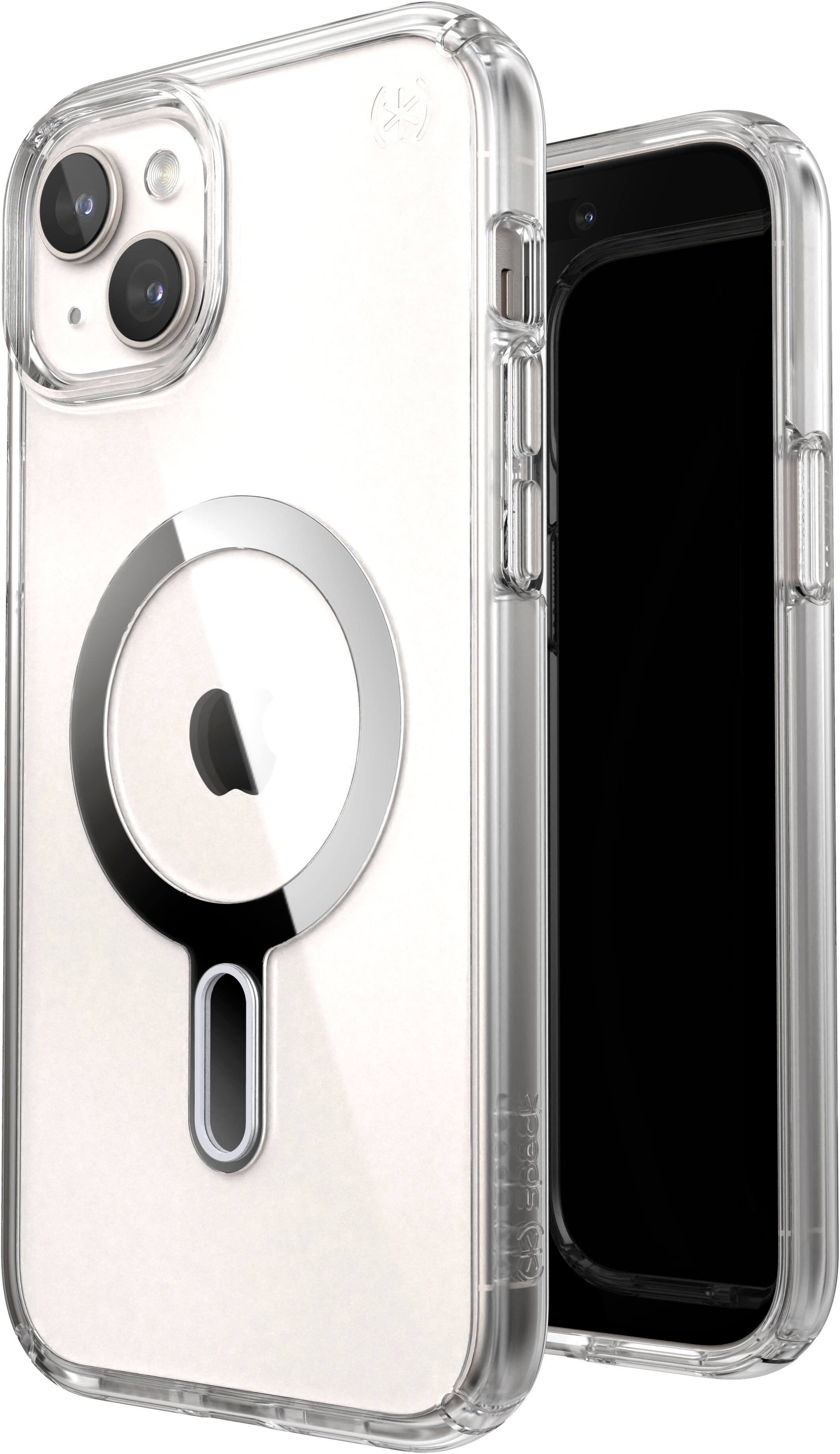 Alt View 1. Speck - Presidio Perfect-Clear ClickLock Case with MagSafe for Apple iPhone 15 Plus/14 Plus - Clear/Chrome.