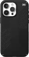 Front. Speck - Presidio2 Grip Case with MagSafe for Apple iPhone 15 Pro Max - Black.