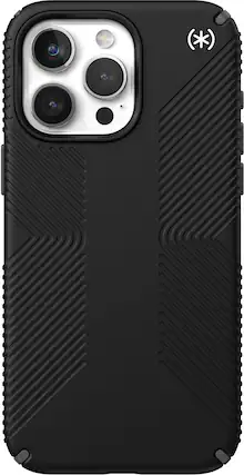 Front. Speck - Presidio2 Grip Case with MagSafe for Apple iPhone 15 Pro Max - Black.