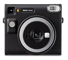 Front. Fujifilm - INSTAX SQUARE SQ40 Instant Film Camera - Black.