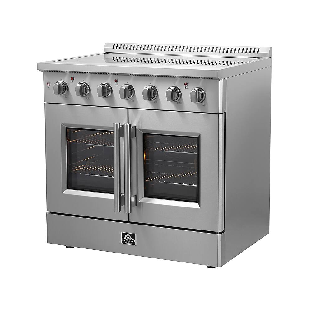 Angle. Forno Appliances - Galiano  Alta Qualita 5.36 Cu. Ft. Freestanding Electric Range with French Doors and True Convection Oven - Stainless Steel.