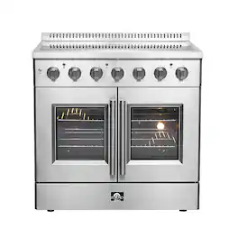 Forno Appliances - Galiano Alta Qualita 5.36 Cu. Ft. Freestanding Electric Range with French Doors and True Convection Oven - Stainless Steel