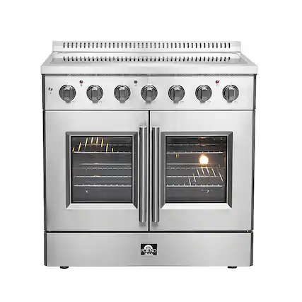 Front. Forno Appliances - Galiano Alta Qualita 5.36 Cu. Ft. Freestanding Electric Range with French Doors and True Convection Oven - Stainless Steel.