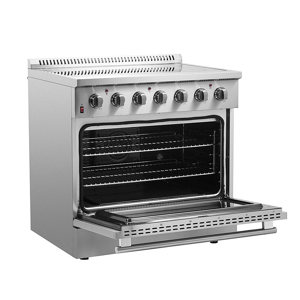 Angle. Forno Appliances - Galiano Alta Qualita 5.36 Cu. Ft. Freestanding Electric Range with True Convection Oven - Stainless Steel.