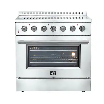 Front. Forno Appliances - Galiano Alta Qualita 5.36 Cu. Ft. Freestanding Electric Range with True Convection Oven - Stainless Steel.